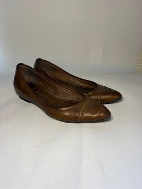 FRYE Alicia Ballet Flats - Brown Burnished Leather - Pointed Cap Toe - Size 7.5